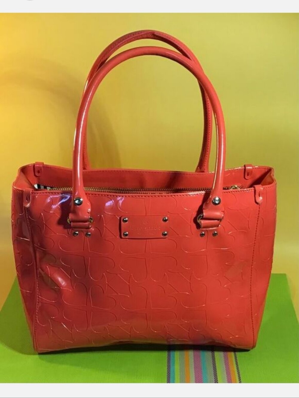 kate spade Red Embossed Patent Leather Tote